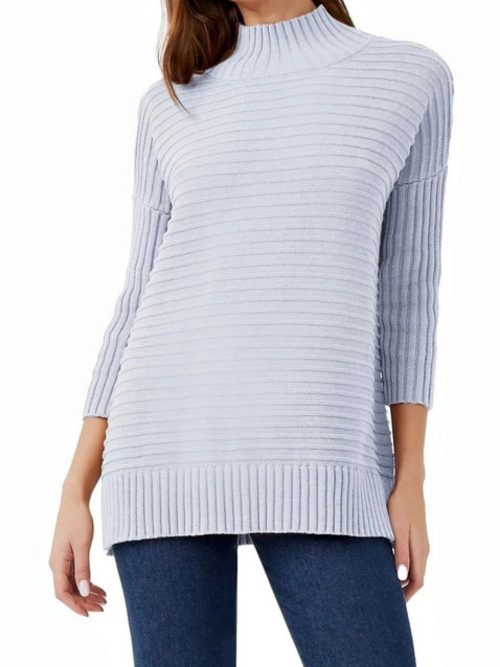 French Connection Ribbed Mozart High Neck Jumper Blue XS